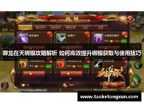 御龙在天绑银攻略解析 如何高效提升绑银获取与使用技巧